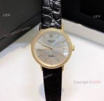 Diamond Rolex Cellini Ladies Leather Strap Yellow Gold Watch Replica 